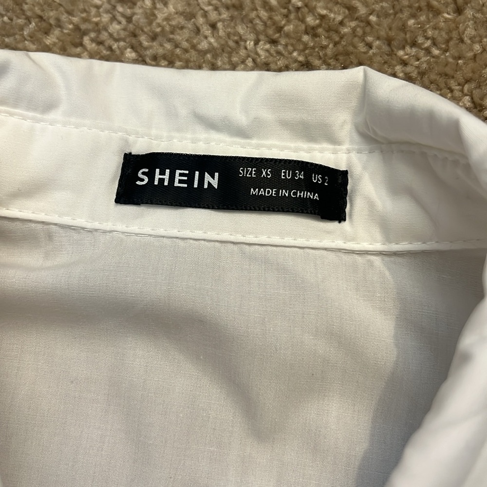 White Long Sleeve Button-Up Shirt with Crochet Embroidery Maija by SHEIN Size XS - Picture 10 of 10